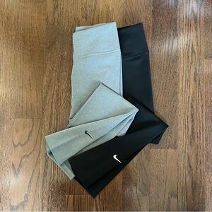 2 pairs NIKE Dri-fit Leggings XS, Black & Grey